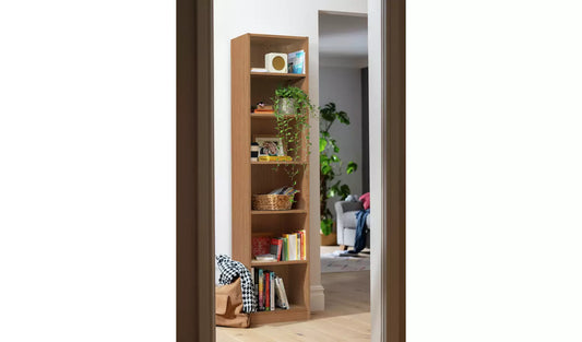 Maine Narrow Bookcase - Oak Effect