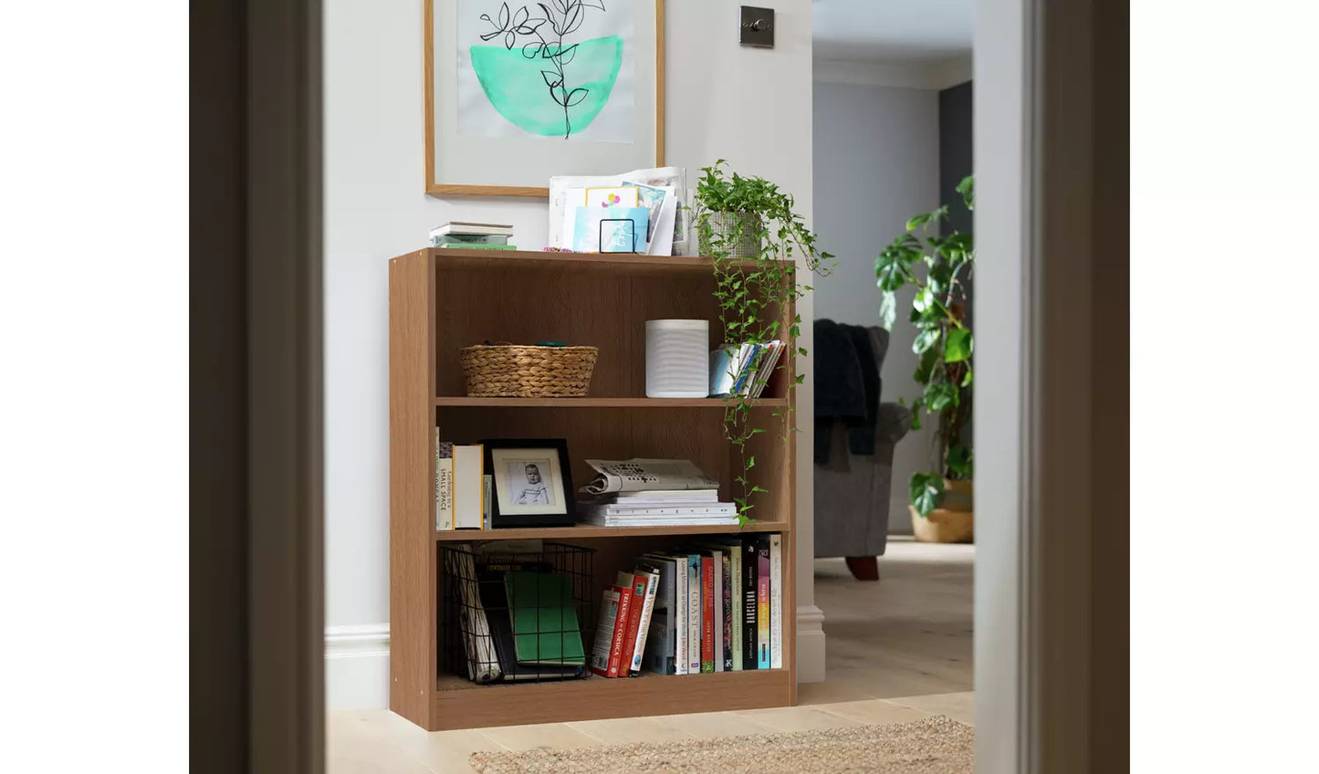 Maine Short Bookcase - Oak Effect